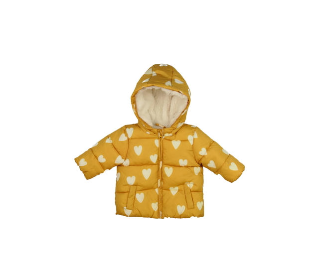 Žlutá zimní bunda se srdíčky F&F