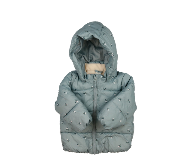 Zelená prošívaná zimní bunda s květinami H&M