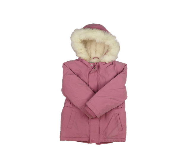 Růžová delší zimní bunda s kožíškem Primark 