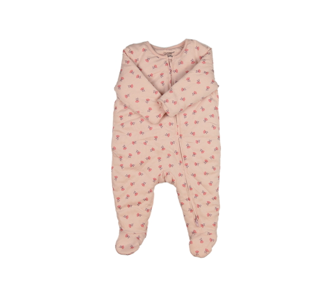 Růžový zimní overal s květinami Primark 