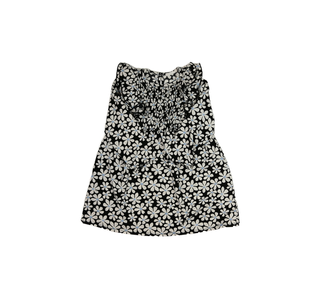 Černé šaty s bílými květy a volánky Primark