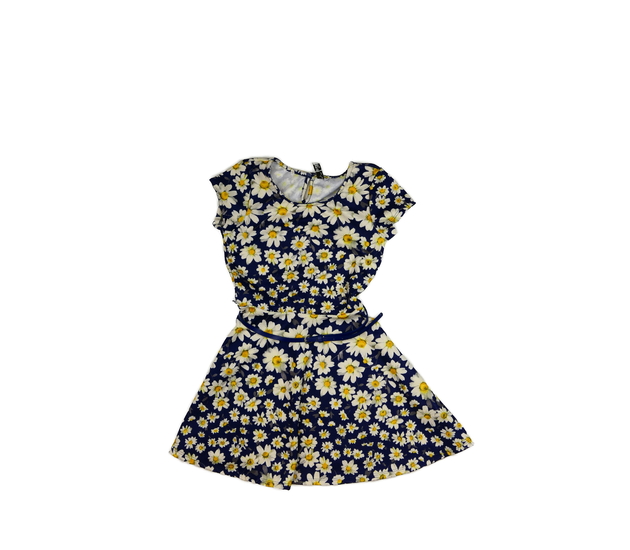 Modré květinové šaty s páskem Primark