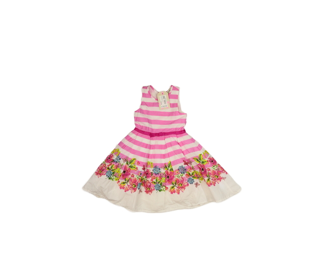 Nové pruhované květinové bílorůžové šaty 