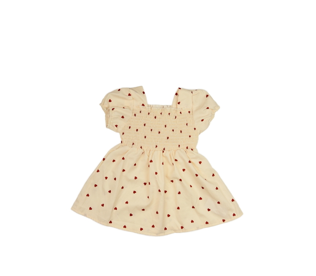 Světle žluté společenské šaty se srdíčky 