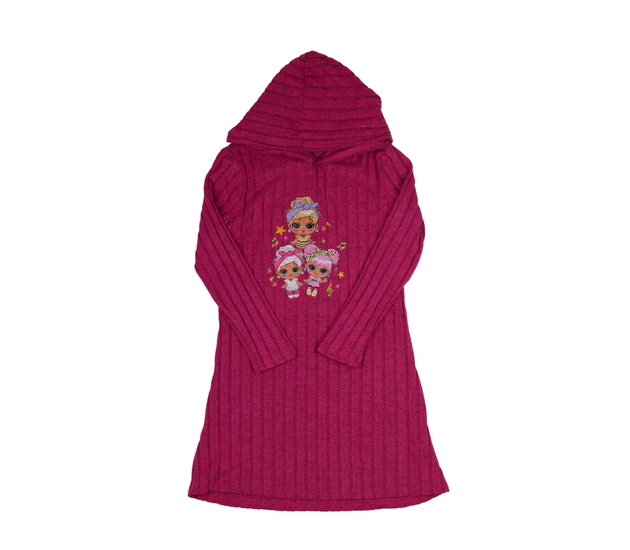 Růžové melírované šaty s kapucí