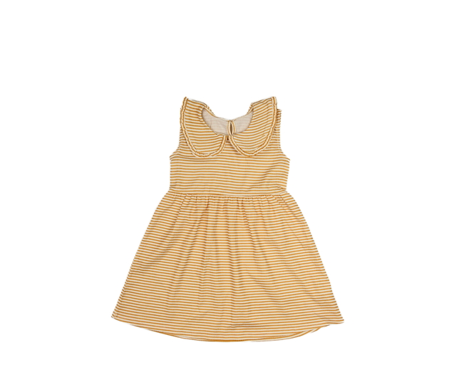 Krémovohnědé pruhované šaty s límečkem 