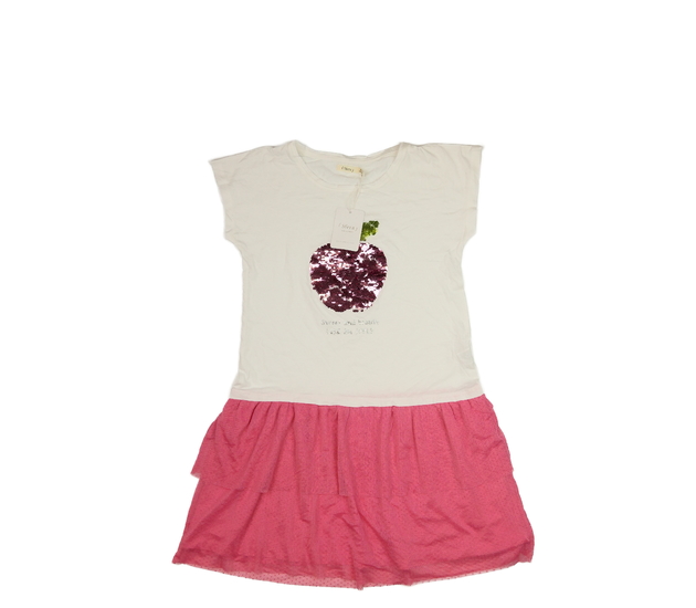 Nové bílé šaty s bohatou růžovou sukní 