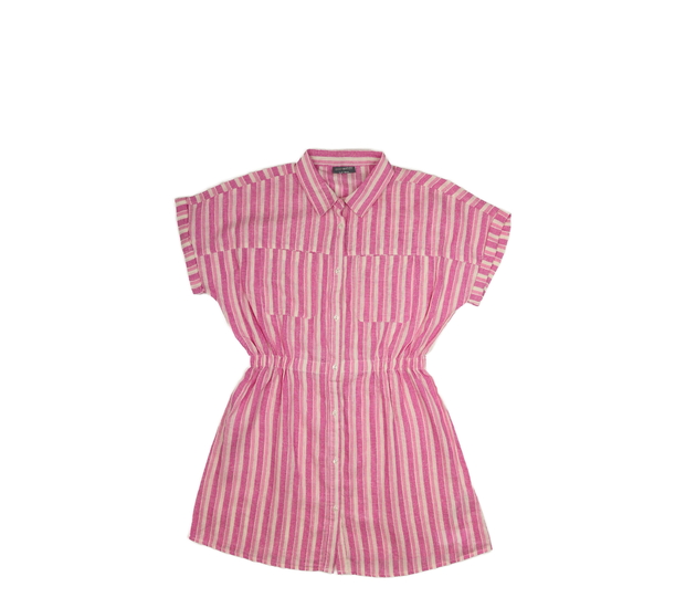 Růžové pruhované lehké šaty 