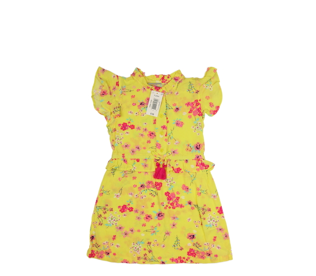 Nové žluté lehké květinové šaty s volánky