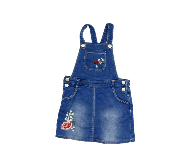 Modré riflové šaty s vyšitými obrázky Nutmeg