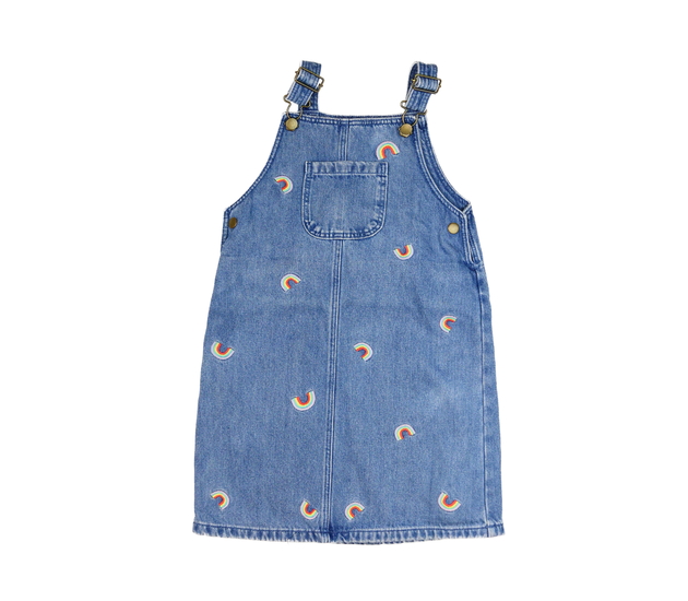 Modré riflové šaty s duhou Tu