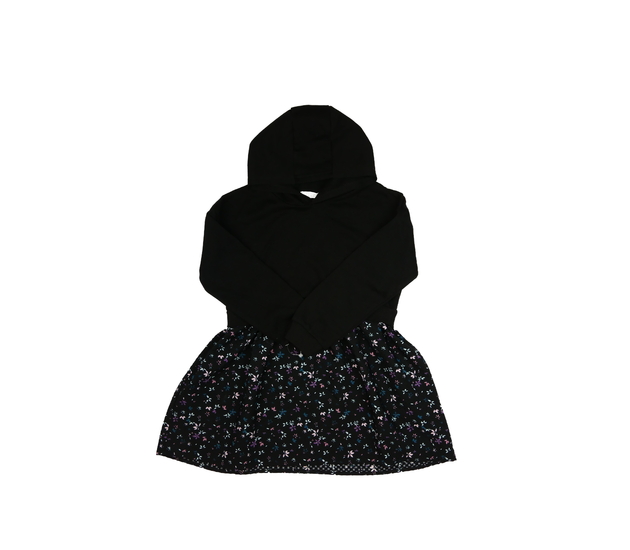 Černé mikinové šaty s lehkou květinovou sukní Prim