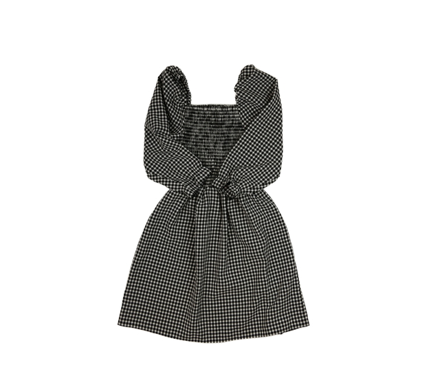 Černé kostkované šaty s bohatými rukávky M&Co