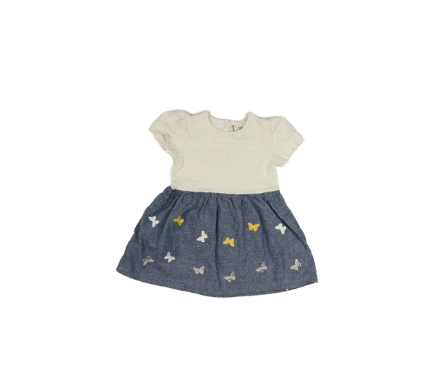 Bílo-modré šaty s motýlky