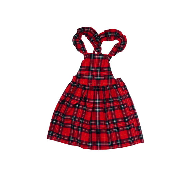 Červená kostkovaná sukně s laclem H&M