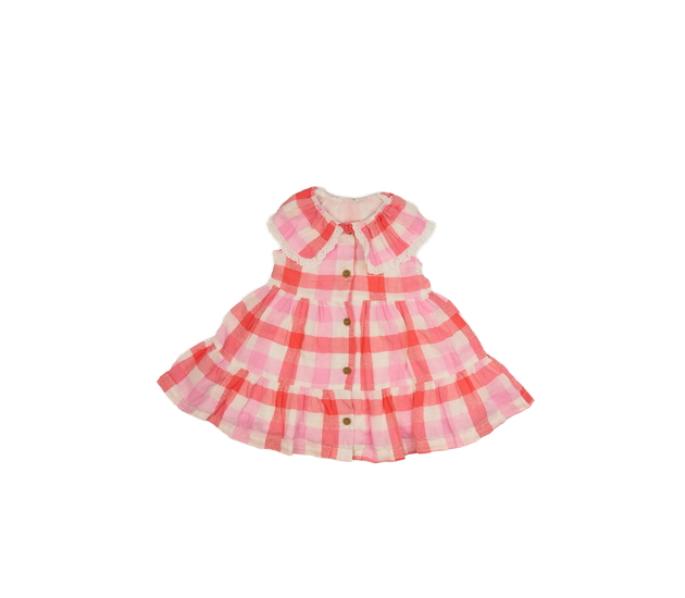 Růžové kostkované šaty s límečkem George