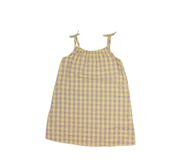 Kostkované žluto-fialové lehké šaty Nutmeg