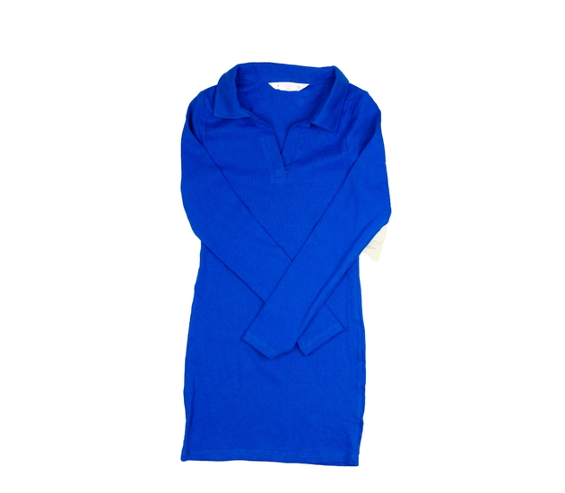 Nové modré pouzdrové šaty s límečkem 