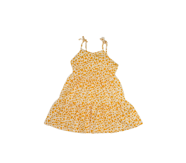 Světlé lehké šaty se žlutými srdci 