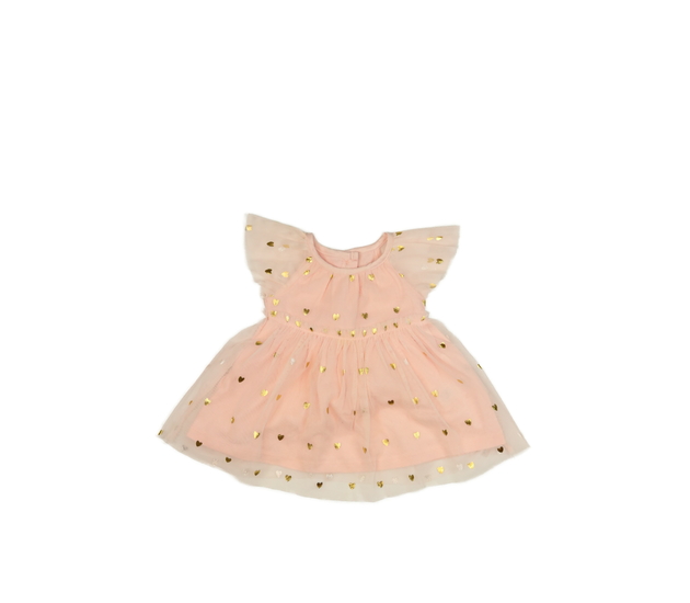 Růžové šaty s volánky a se srdíčky 