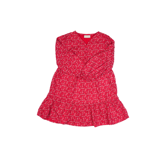 Červené šaty s květinami 