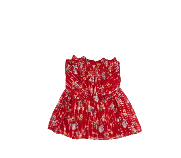 Červené květinové společenské šaty M&S