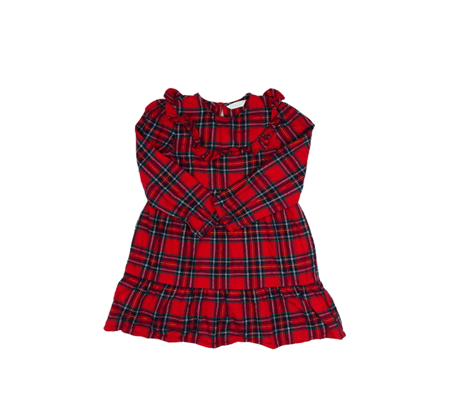 Červené společenské kostkované šaty s volánky Prim