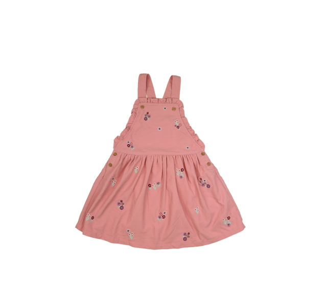 Růžové manšestrové květinové šaty