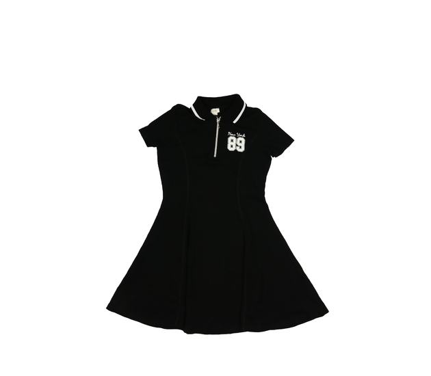 Černé žebrované šaty s límečkem River Island