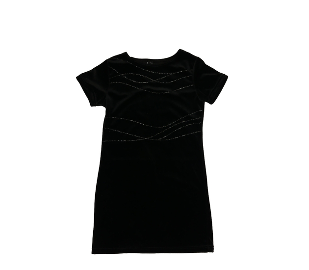 Černé semišové šaty s lesklými pruhy 