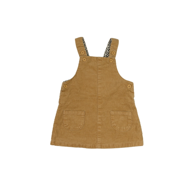 Hnědé manšestrové šaty s květinovou podšívkou Tu