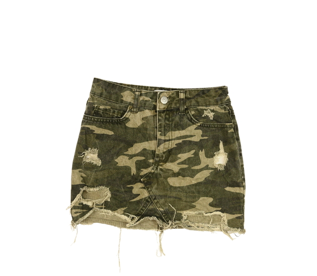 Zelená trhaná maskáčová riflová sukně New Look