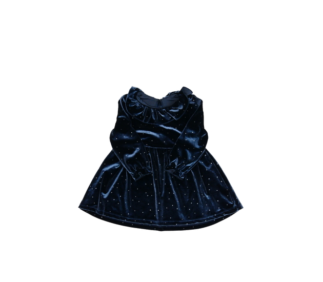 Tmavě modré semišové šaty s límečkem 