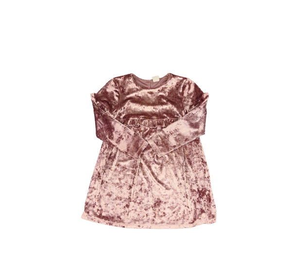 Růžové semišové lesklé šaty s volánky Next