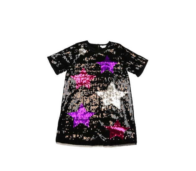 Černé flitrované šaty s hvězdami Primark