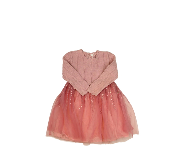 Růžové svetrové šaty s bohatou sukní Next