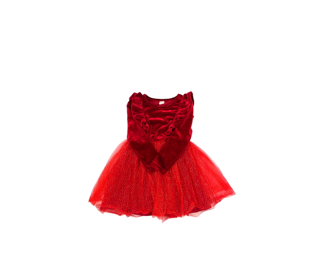 Červené společenské šaty s volánky