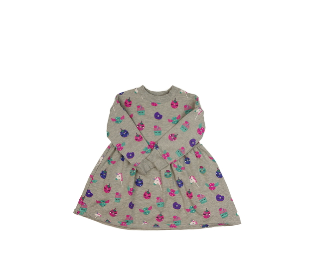 Šedé mikinové šaty s roztomilými obrázky Bluezoo