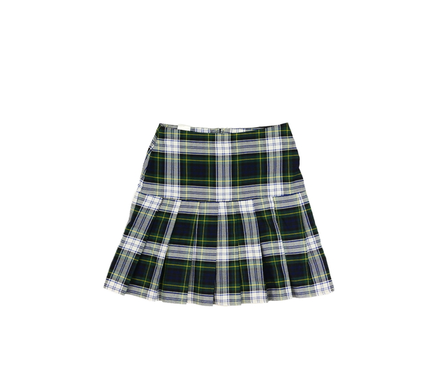 Zelená kostkovaná nabíraná sukně 
