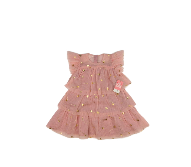 Nové růžové společenské šaty s hvězdami