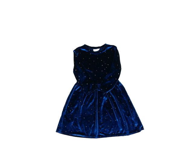 Modré semišové šaty s hvězdami 
