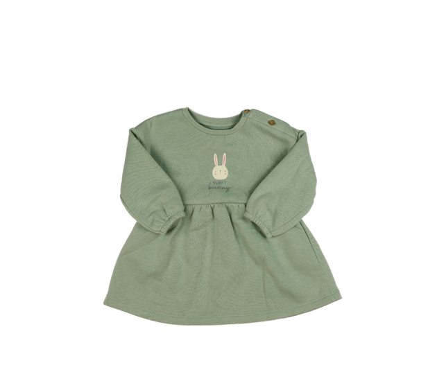 Zelené mikinové šaty se zajíčkem 