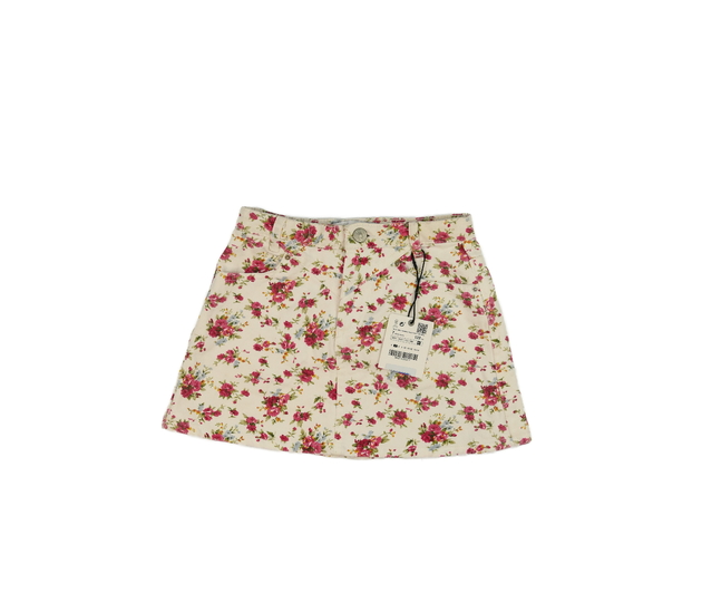 Nová krémová květinová riflová sukně Zara