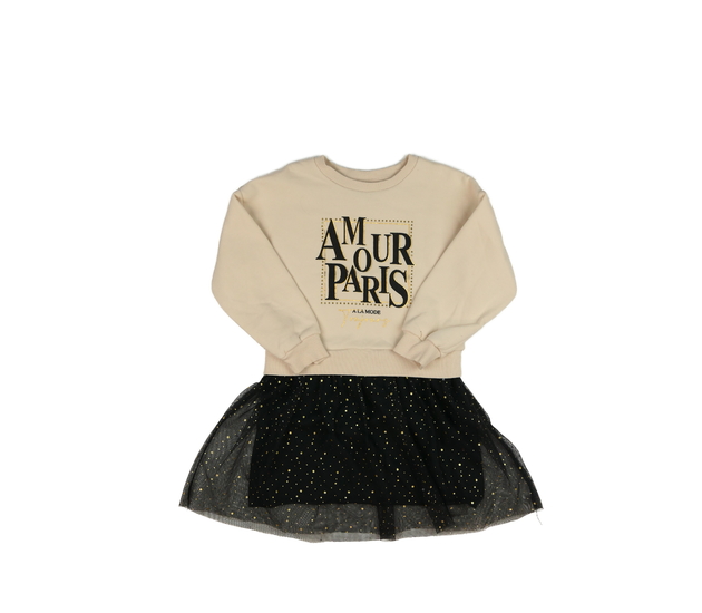 Krémovo-černé mikinové šaty 