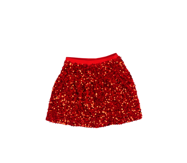 Červená flitrovaná sukně 