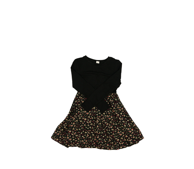 Černé lehké šaty s květinovou sukní