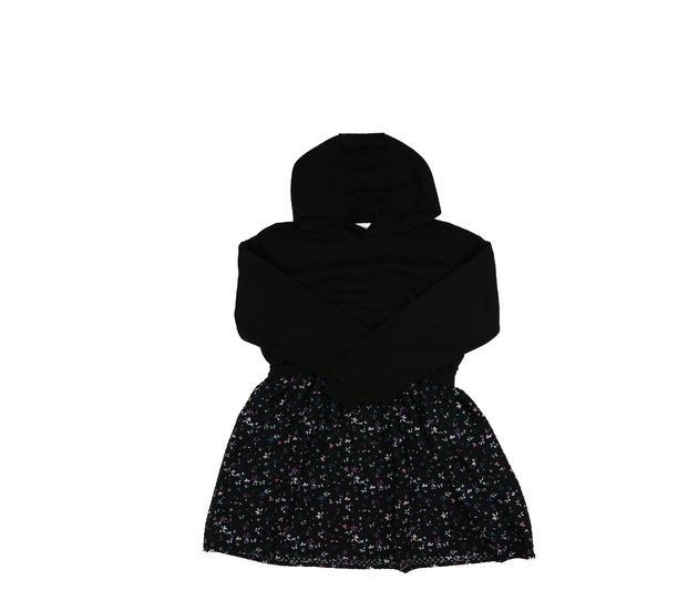 Černé mikinové šaty s květinovou slabou sukní Prim