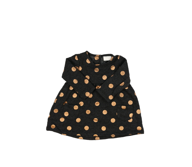 Tmavě šedé teplé šaty se zlatými kolečky F&F