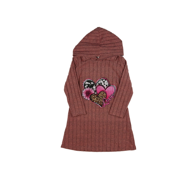 Růžové šaty s obrázkem a kapucí