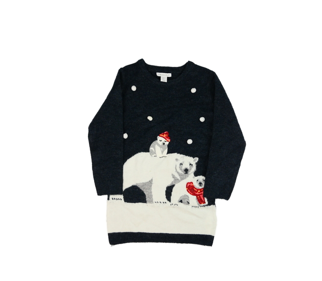 Tmavé svetrové šaty s medvědy Primark 